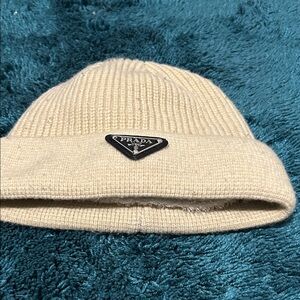 Prada Cream Knit Beanie